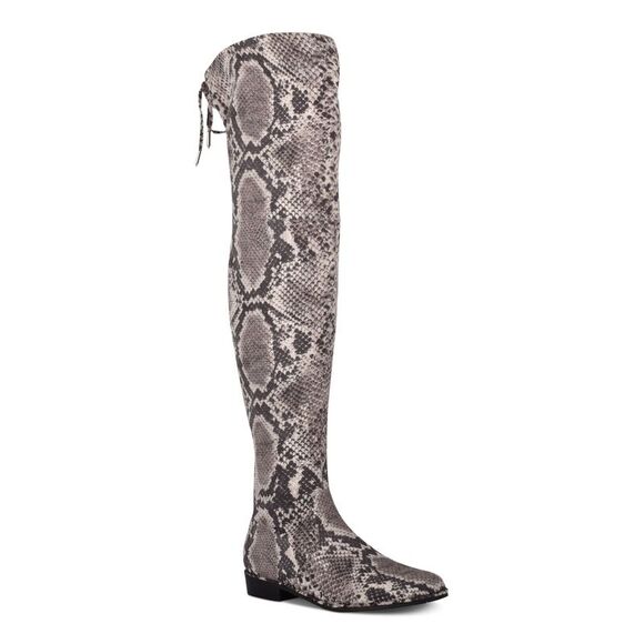 MARC FISHER Womens Gray Snake Tie Humor Round Toe Block Heel Zip-Up Boots 6 M - Picture 1 of 4